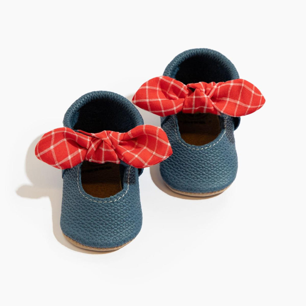 Blue Jean Knotted Bow Baby Shoe - ’Flats - Baby Kids Adult All’