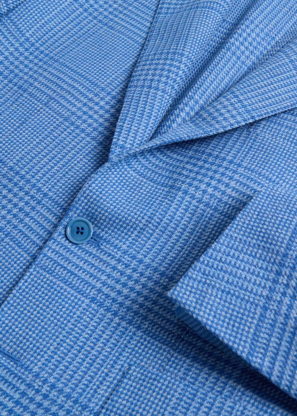 Blue Plaid Balmacann Coat - Blue - Blazer