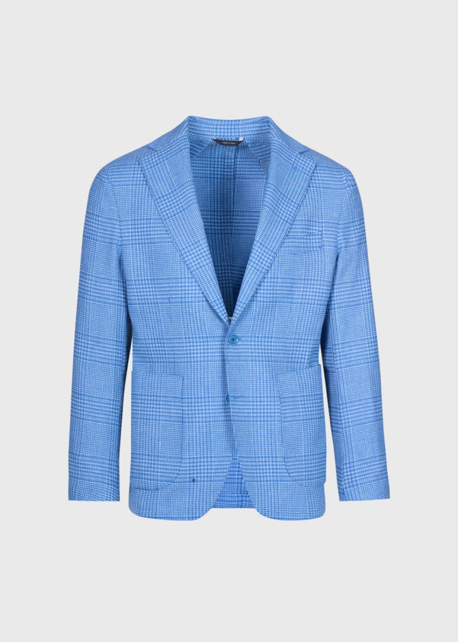 Blue Plaid Balmacann Coat - Blue - Blazer