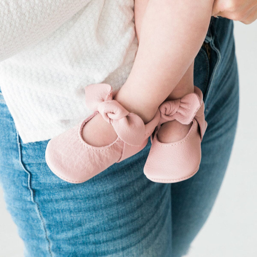 Blush Knotted Bow Baby Shoe - ’Flats - Baby Kids Adult All’