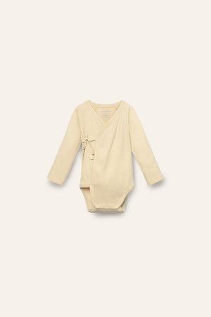 Organic Pima Cotton Kimono Baby Onesie - Light Yellow