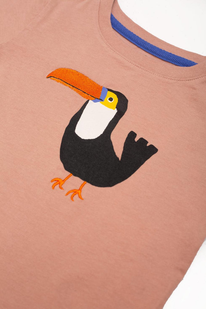 Recycled Cotton Toucan Baby T-shirt - Misty Rose