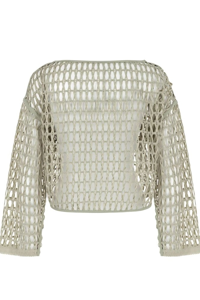 Boat Neck Mesh Top - Mink - Shirt