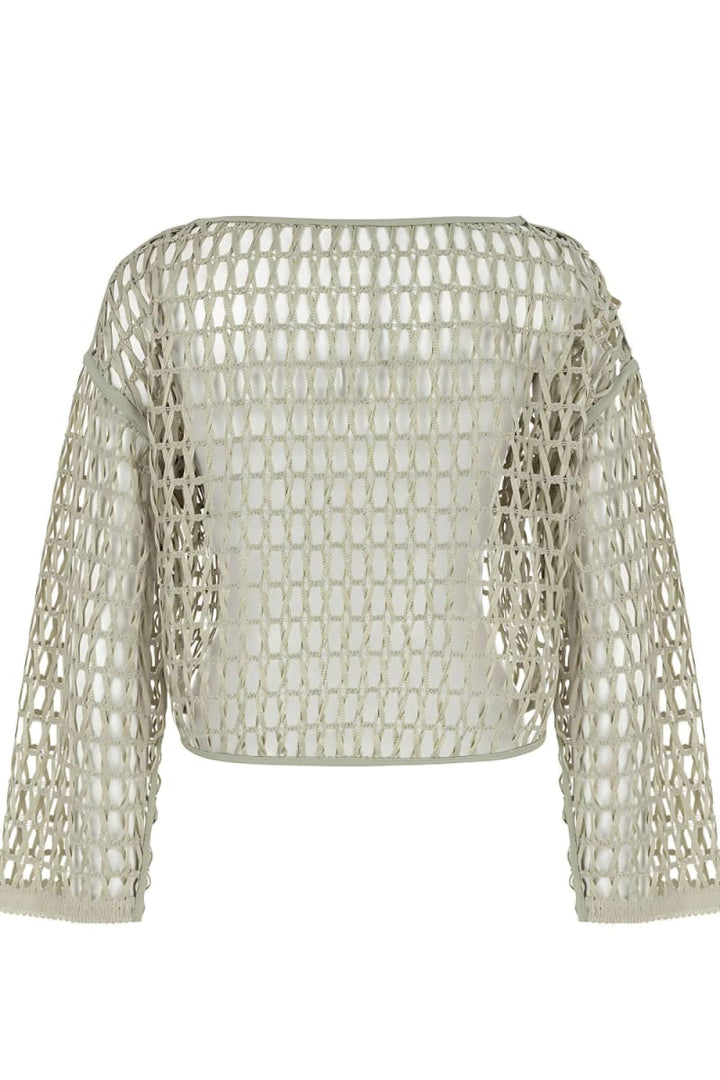 Boat Neck Mesh Top - Mink - Shirt