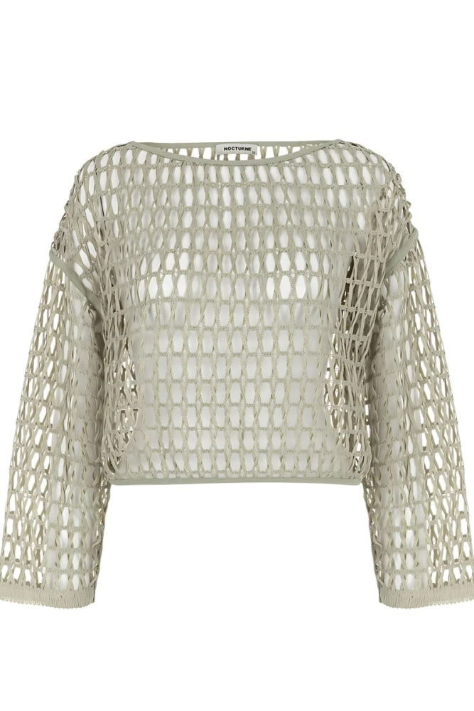 Boat Neck Mesh Top - Mink - Shirt