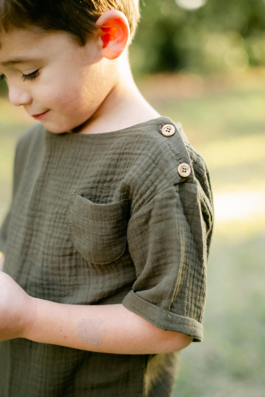 Boatneck Pocket Tee - Moss - T-shirt