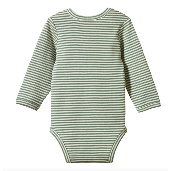 Long Sleeve Bodysuit - Lily Pad Stripe Bodysuits + Onesies Nature Baby 