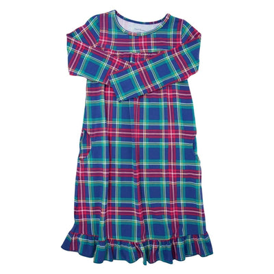 Boho Dress - Navy Tartan - Dresses