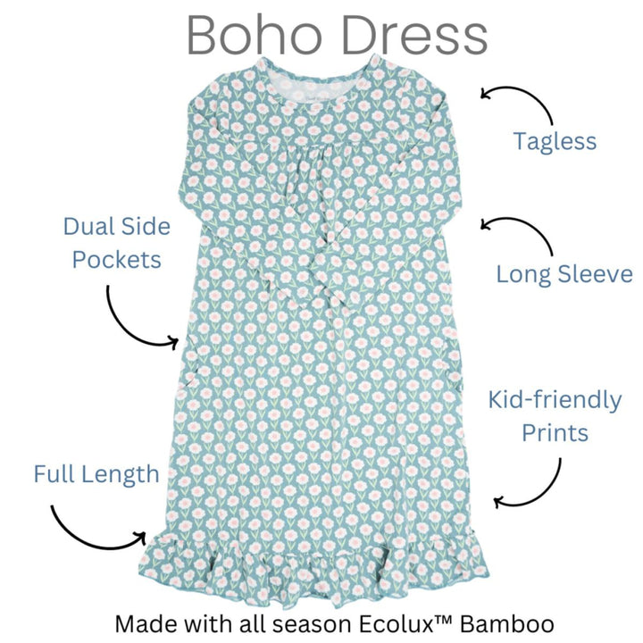 Boho Dress - Pink Basketweave - Dresses