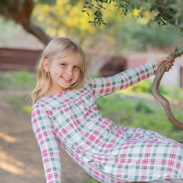 Boho Dress - White Tartan - Dresses