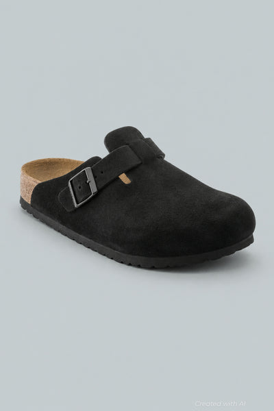 Boston Soft Footbed Suede Leather Clogs - Black - 45 M - Clog