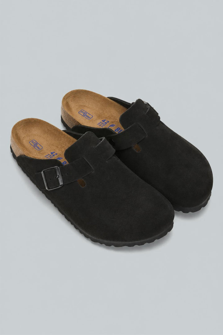 Boston Soft Footbed Suede Leather Clogs - Black - 45 M - Clog
