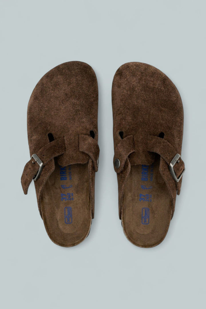 Boston Soft Footbed Suede Leather Clogs - Carafe Tonal - US 6W / 4M - Clog