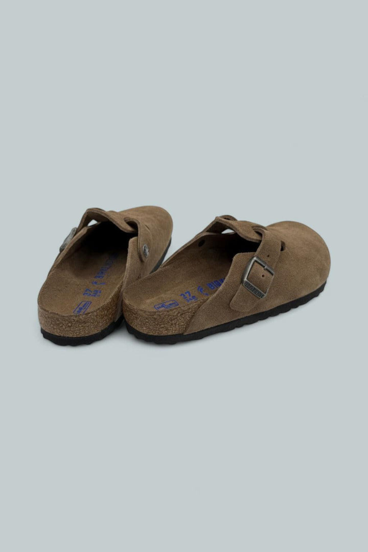 Boston Soft Footbed Suede Leather Clogs - Dark Tea Tonal - US M 4 / US W 6 / EU 37 Narrow - Clog