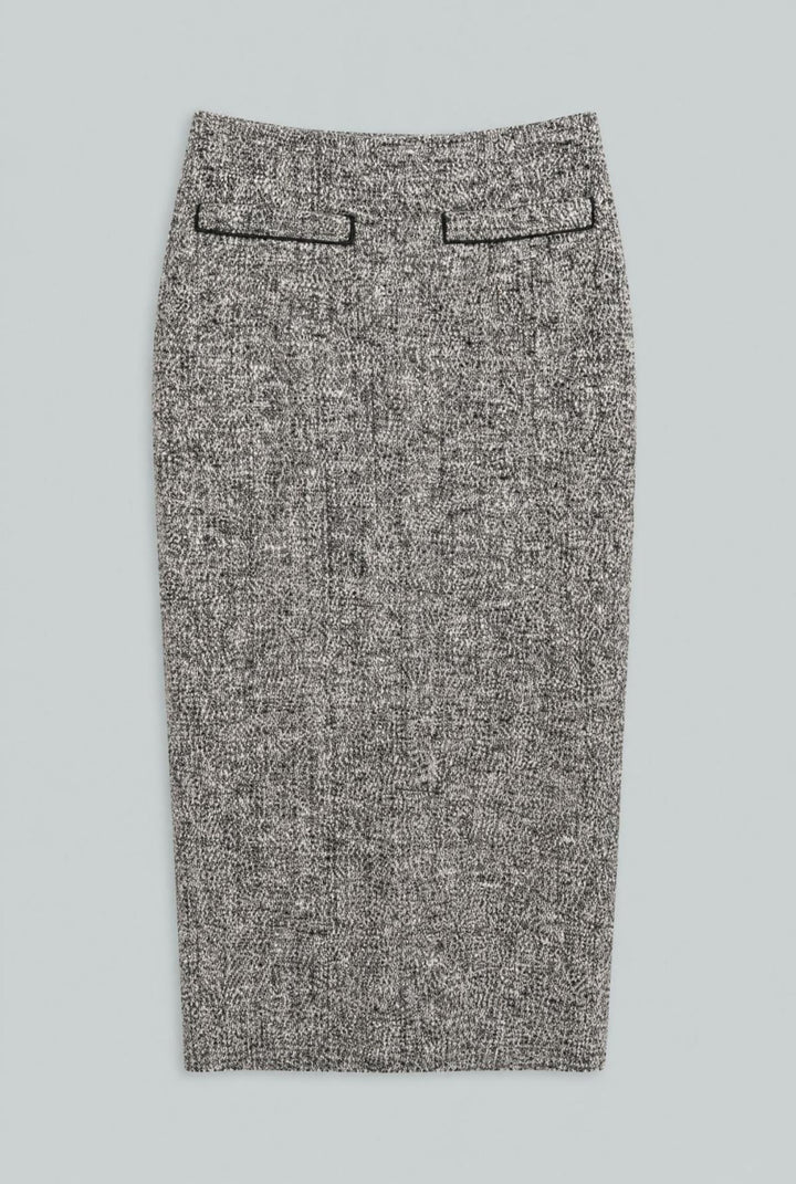 Boucle Jersey Tweed Pencil Skirt - Black/Ivory - US / XXS - Skirt