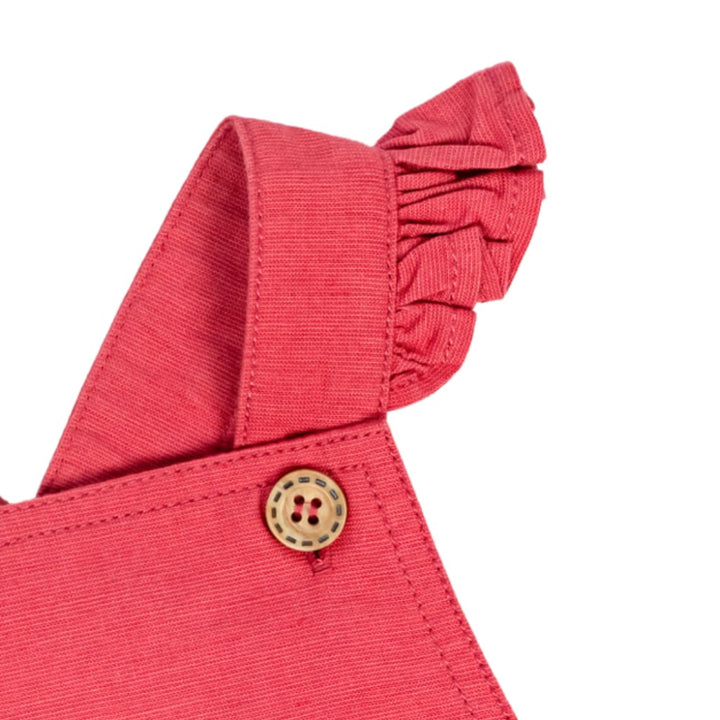 Bouncy Ballerina Linen Shortalls - Dynamite Pink - Overalls