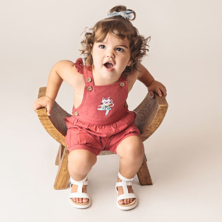 Bouncy Ballerina Linen Shortalls - Dynamite Pink - Overalls