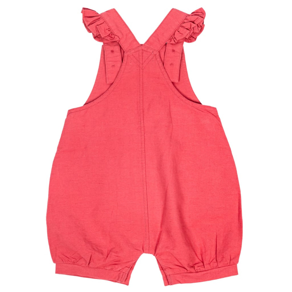 Bouncy Ballerina Linen Shortalls - Dynamite Pink - Overalls