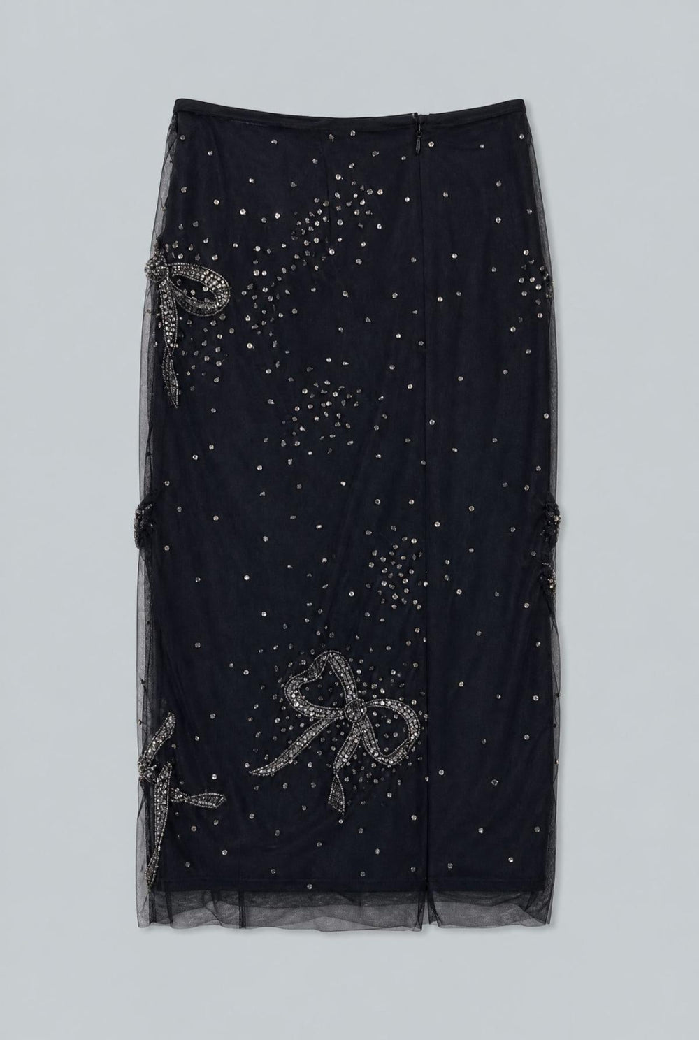 Bow-Embroidered Pencil Skirt - Black - US / XS - Skirt