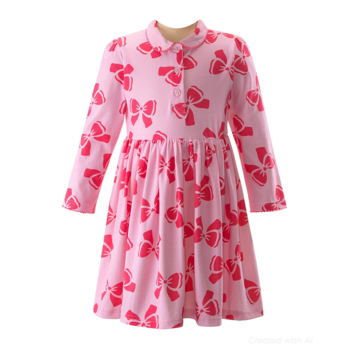 Bow Heart Jersey Dress - Dresses