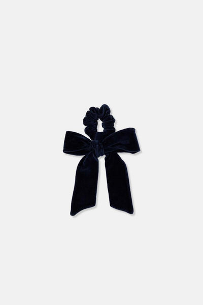 Bow organic velour scrunchie - Navy - ONE SIZE - Hair Accessories
