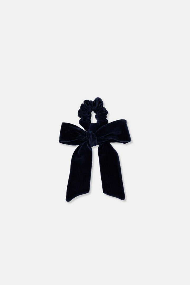 Bow organic velour scrunchie - Navy - ONE SIZE - Hair Accessories