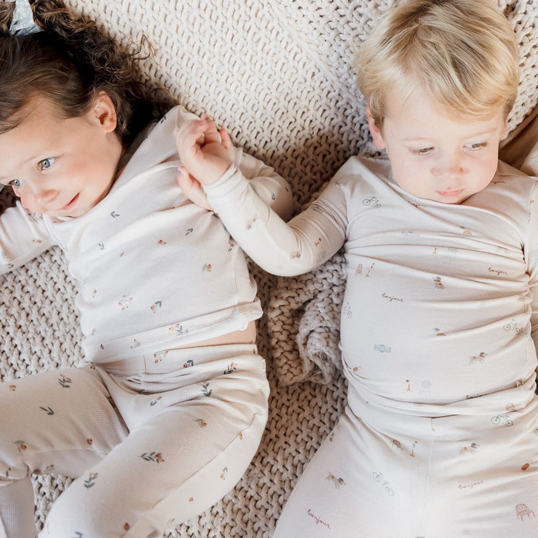 Organic Cotton Modal Rib Pajama Set - Floral Bud