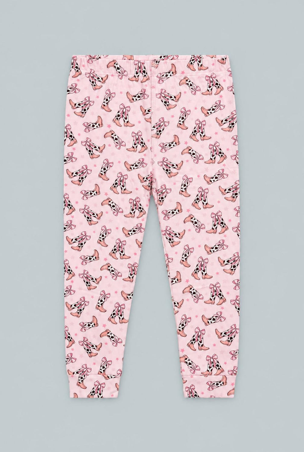 Bows Big Kid Pajama Set - Cowhide Boots - Pajamas