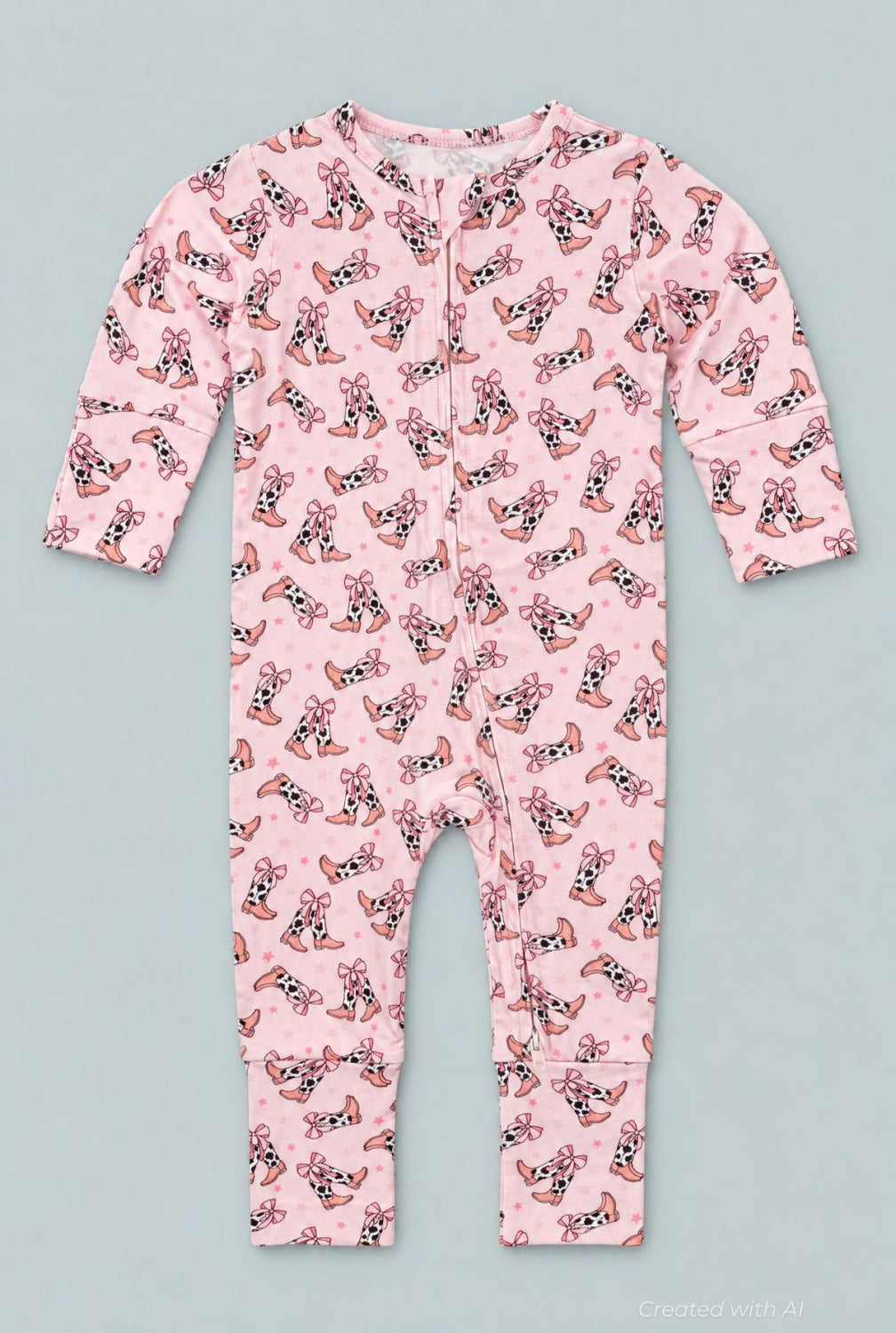 Bows Convertible Romper - Cowhide Boots - Romper