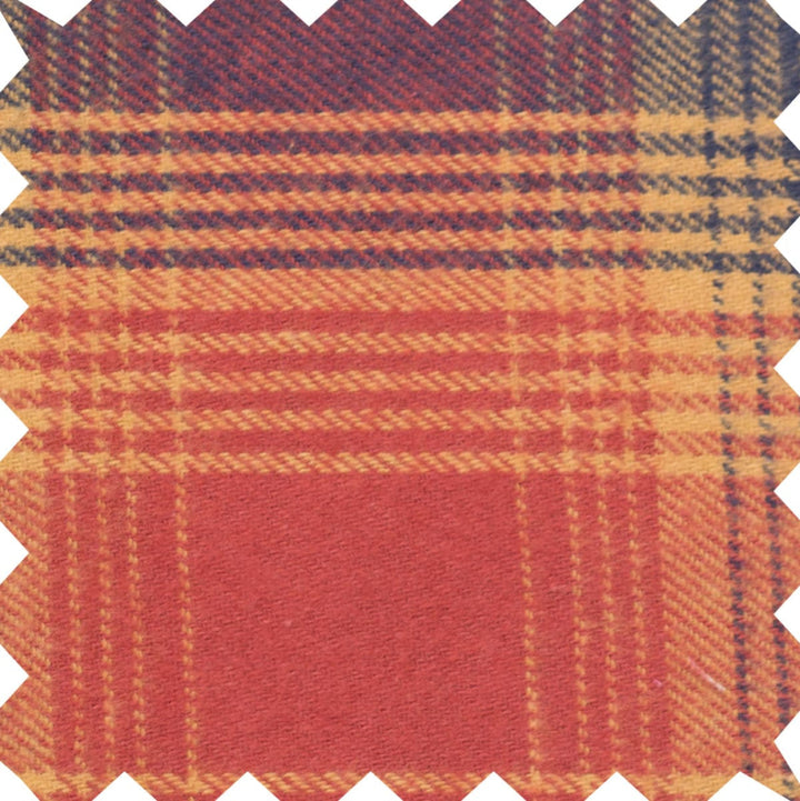 Boys Long Sleeve Flannel Check Shirt - Orange Plaid - Button Down Shirt