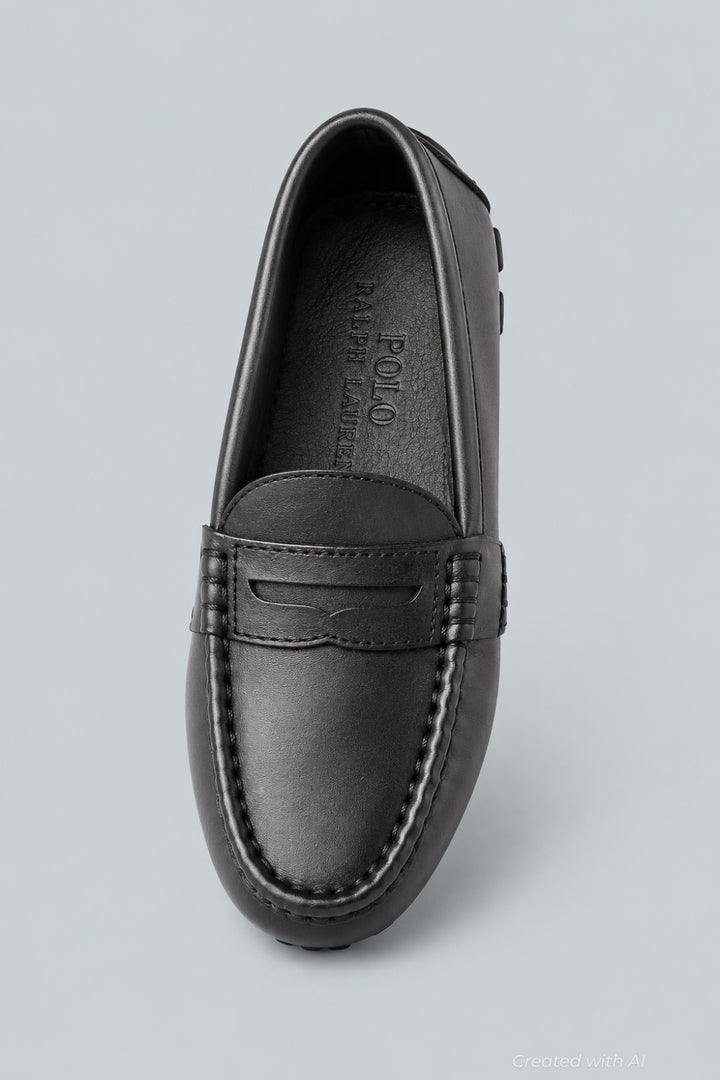 Boys Polo Ralph Lauren Telly Penny Loafer - Black - 3 CHILD - Loafers