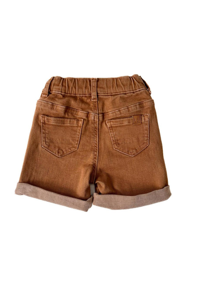 Boys Rolled Denim Short - Dark Camel - Shorts