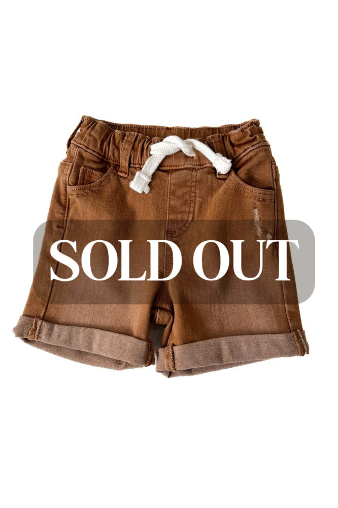 Boys Rolled Denim Short - Dark Camel - Shorts