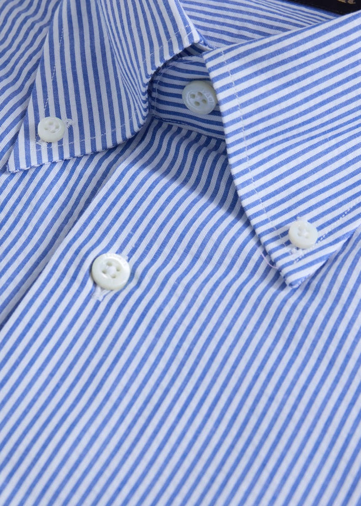 Cotton Button-down Classic Fit Sport Shirt - Blue
