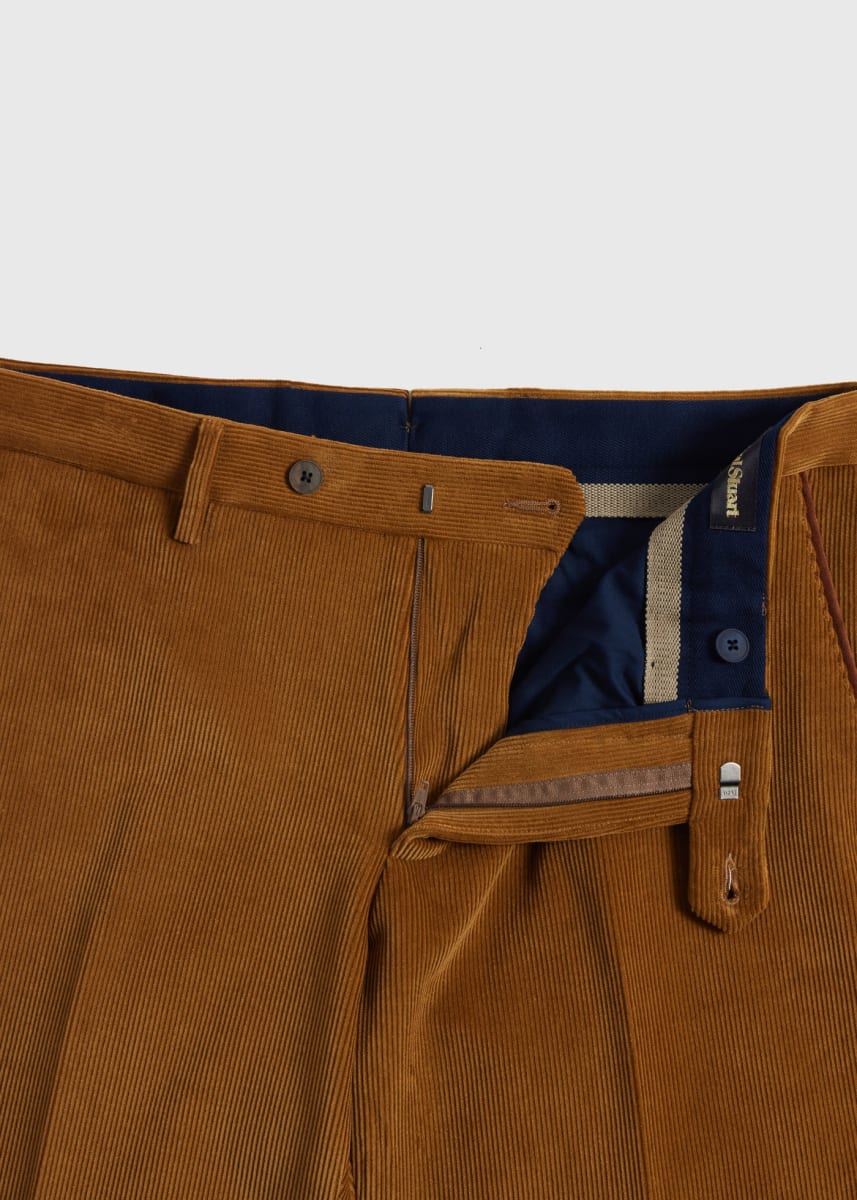 Suede Trimmed Corduroy Trouser - Gold