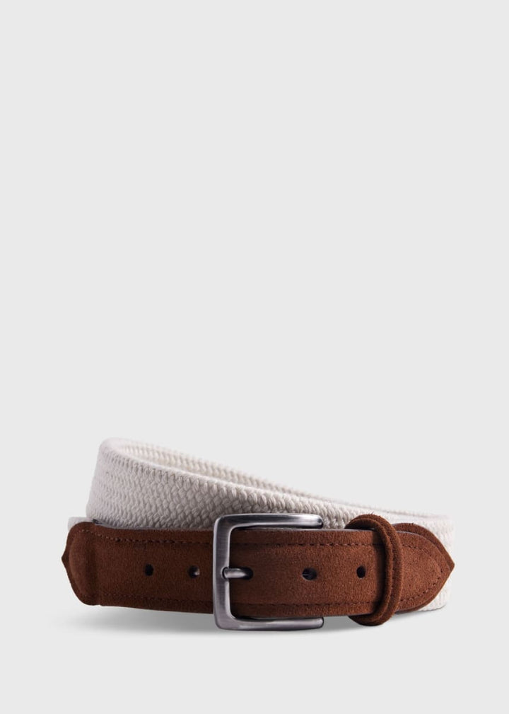 Braided Suede Trim Belt - Cream - 42 (Long) - Belt