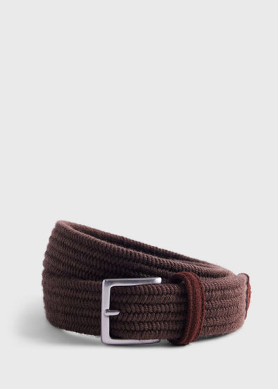 Braided Wool Belt with Suede Trim - Brown - belt - kids