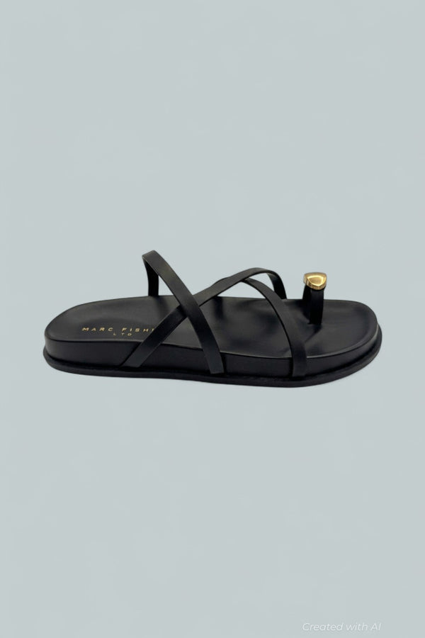 Braidey Toe Ring Sandals - Black 001 Leather - 10 - Sandals