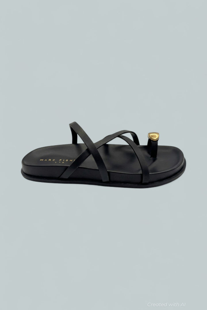 Braidey Toe Ring Sandals - Black 001 Leather - 10 - Sandals
