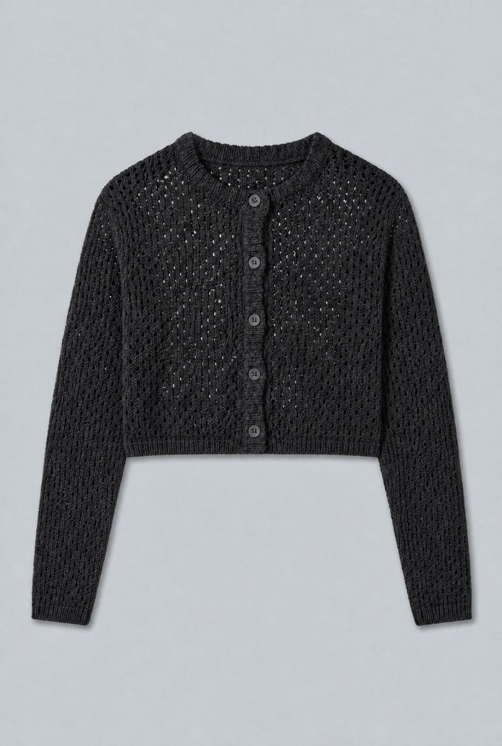 Breezy Cropped Cardigan - Black - Cardigan