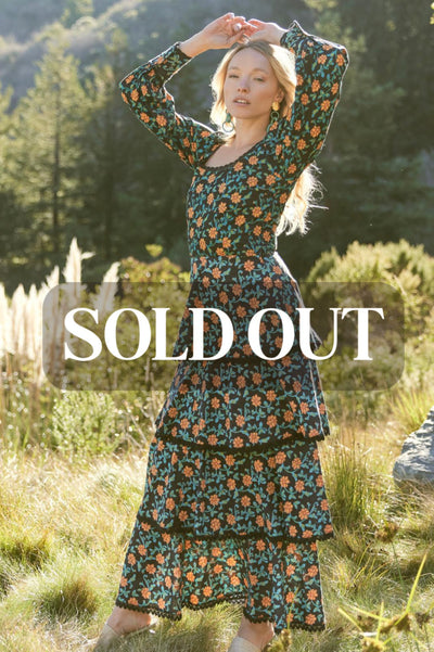 Brenda Tiered Skirt - Faded Black/Bright Clementine & Moss Floral - FINAL SALE - Skirt