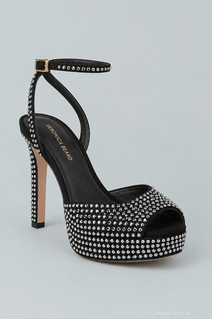 Brianne Crystal Platform Sandal - Black - 8.5 - Heels