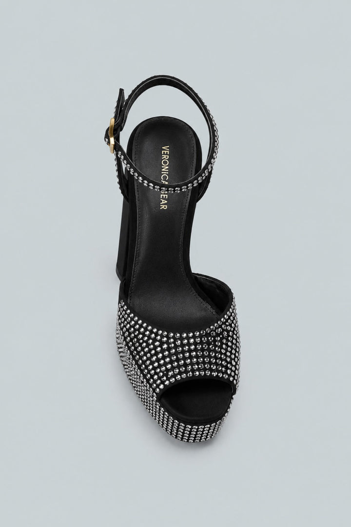 Brianne Crystal Platform Sandal - Black - 8.5 - Heels