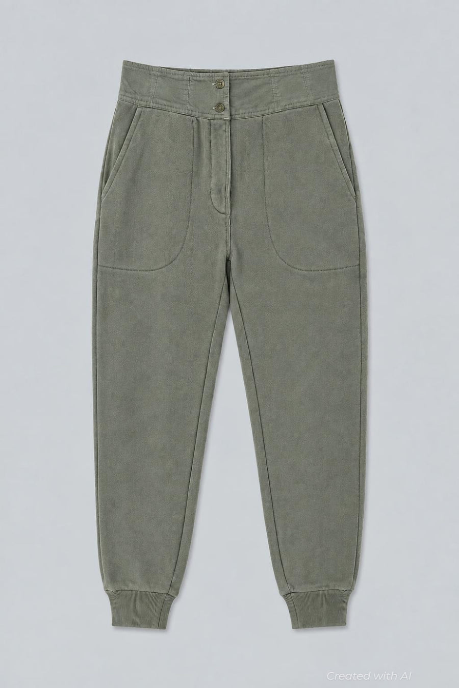 Bridget Button Waist Sweatpants - Olive - Sweatpant