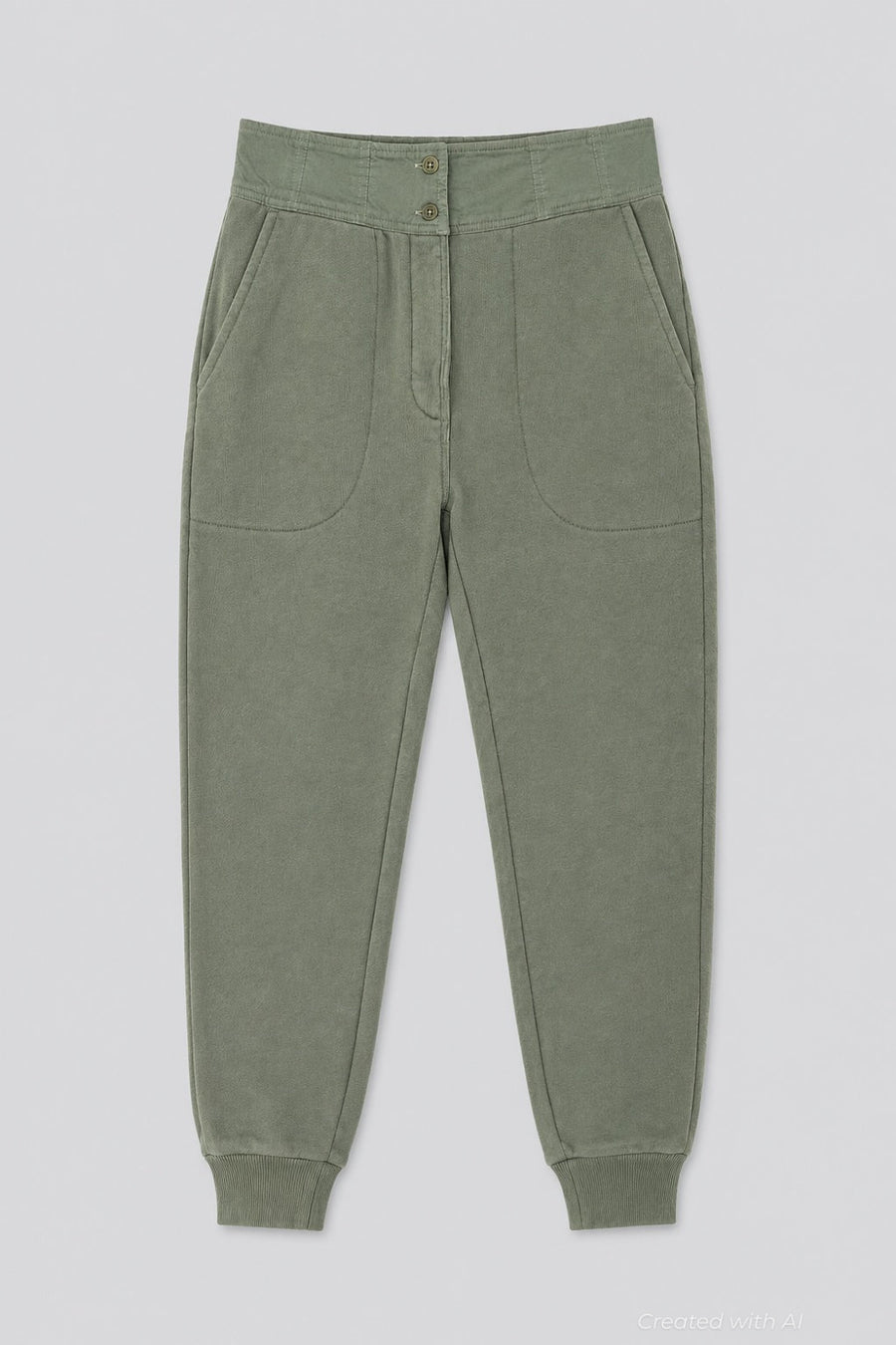 Bridget Button Waist Sweatpants - Olive - Sweatpant
