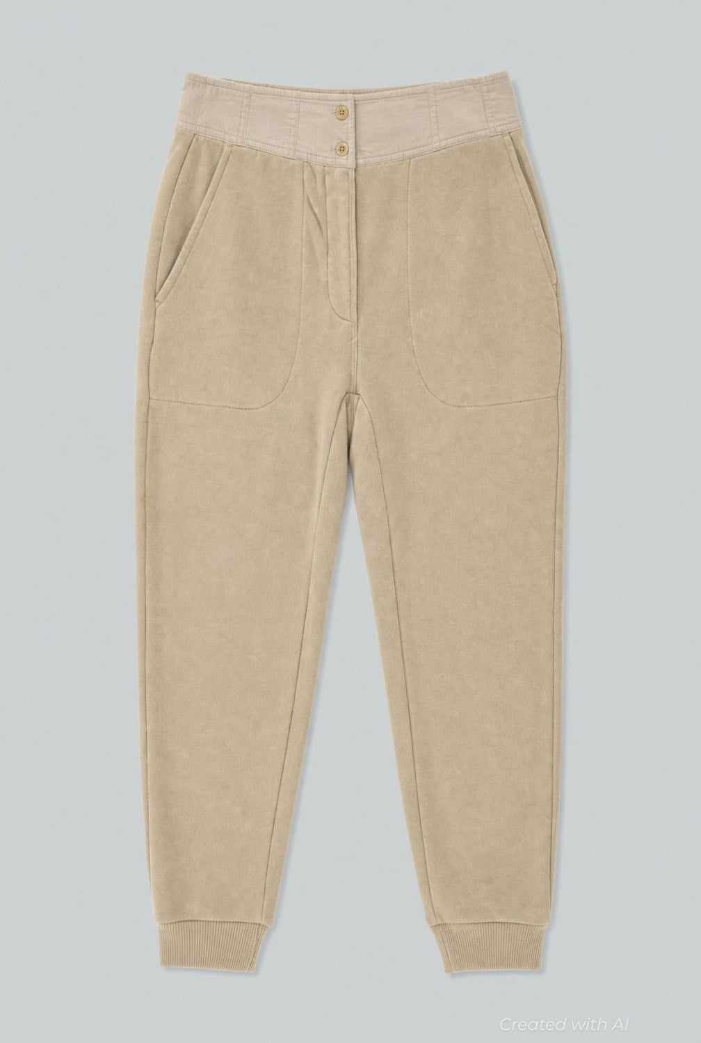 Bridget Button Waist Sweatpants - Stone - Sweatpant