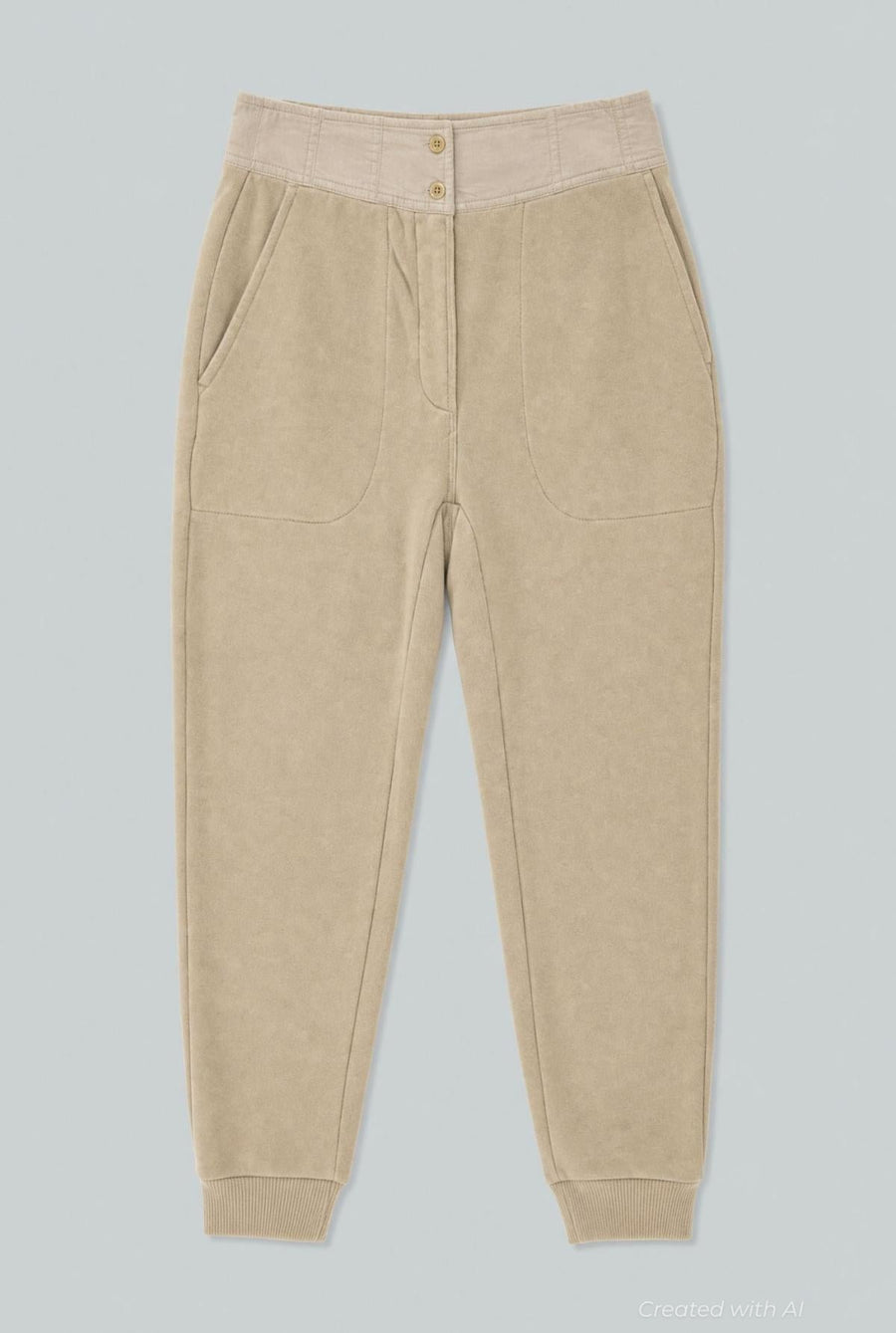 Bridget Button Waist Sweatpants - Stone - Sweatpant