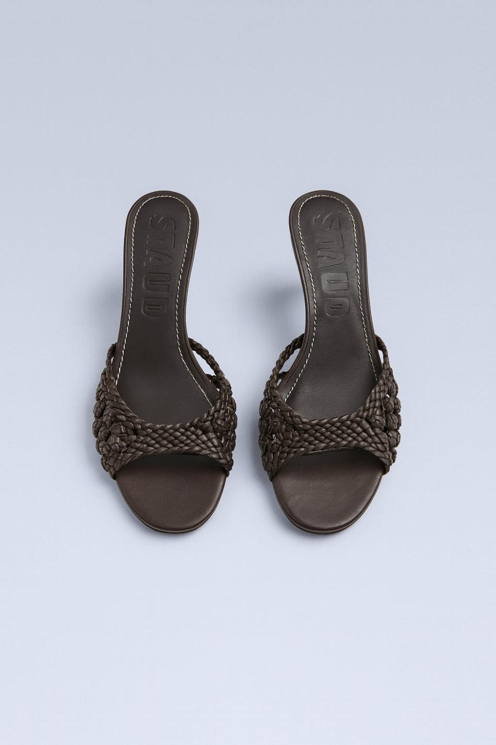 Brigitte Knotted Woven Mules - Espresso - EU 40 - Sandals