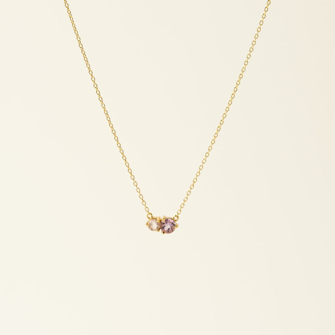 Luma Gemstone Necklace - Amethyst + Rose Quartz