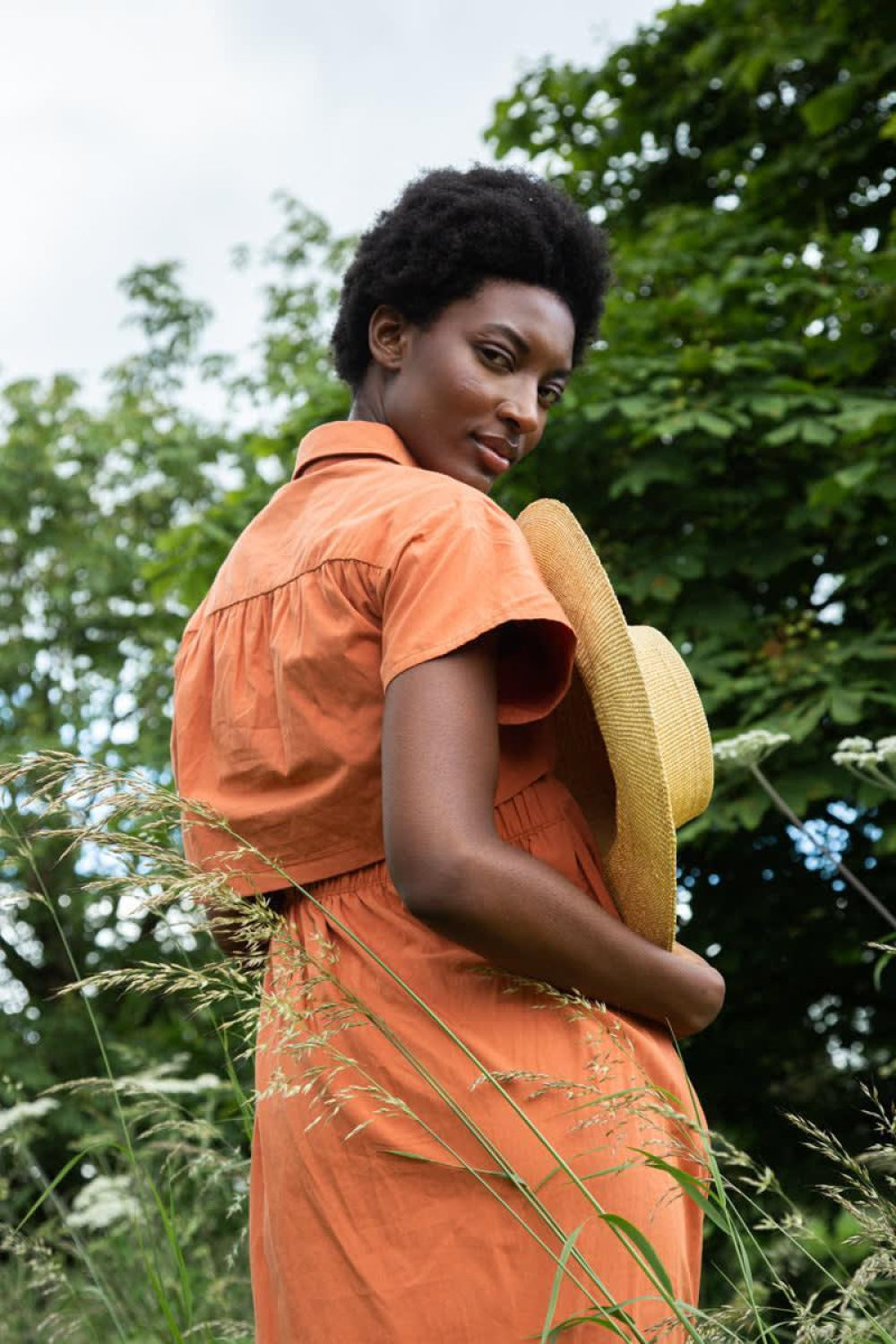 Bronwyn Organic Cotton Dress - Terracotta - Dresses